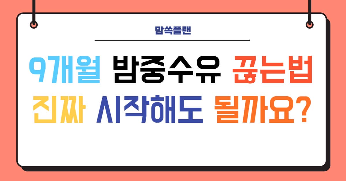 "9개월 밤중수유 끊는법 진짜 시작해도 될까요?"라는 문구가 적힌 정보 이미지